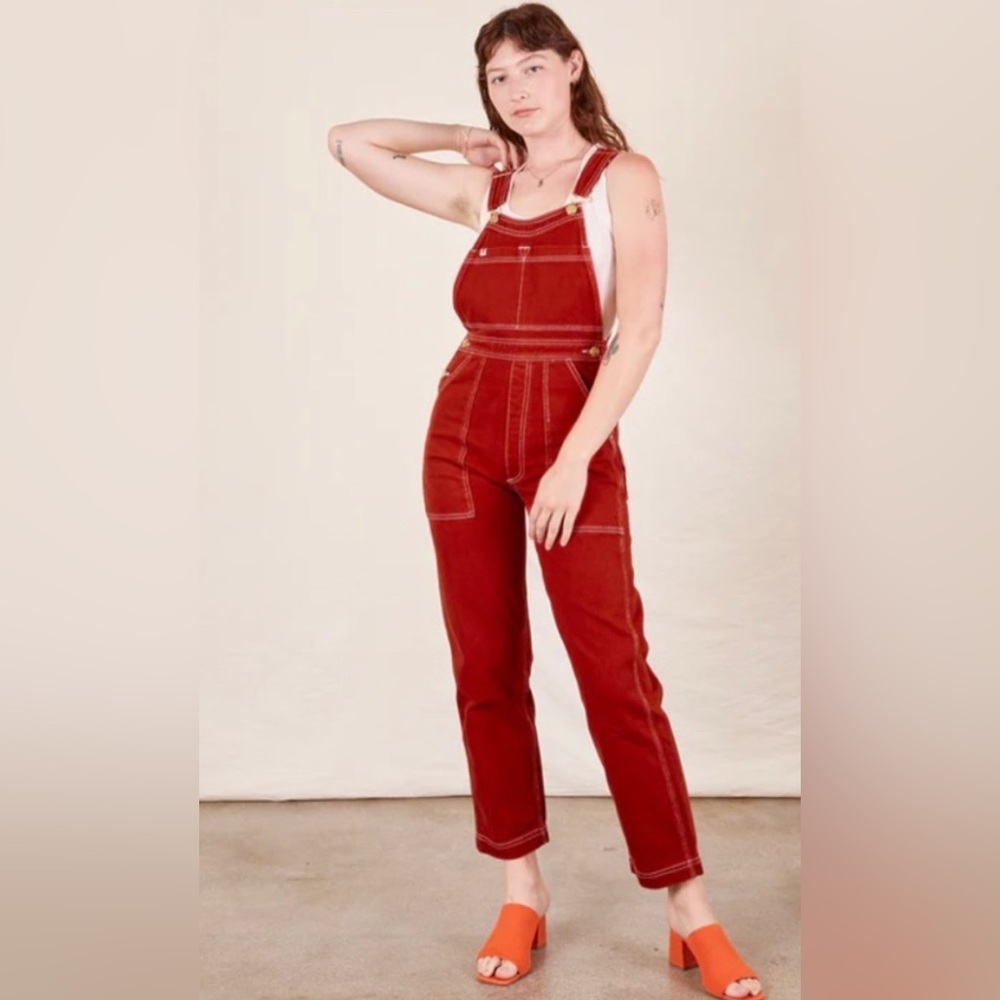 Big bud press paprika red high rise overalls